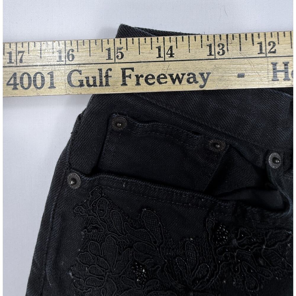 90s Vintage Ralph Lauren Black Bootcut Jeans Lace Detailing Sz 12 cotton - Picture 12 of 13